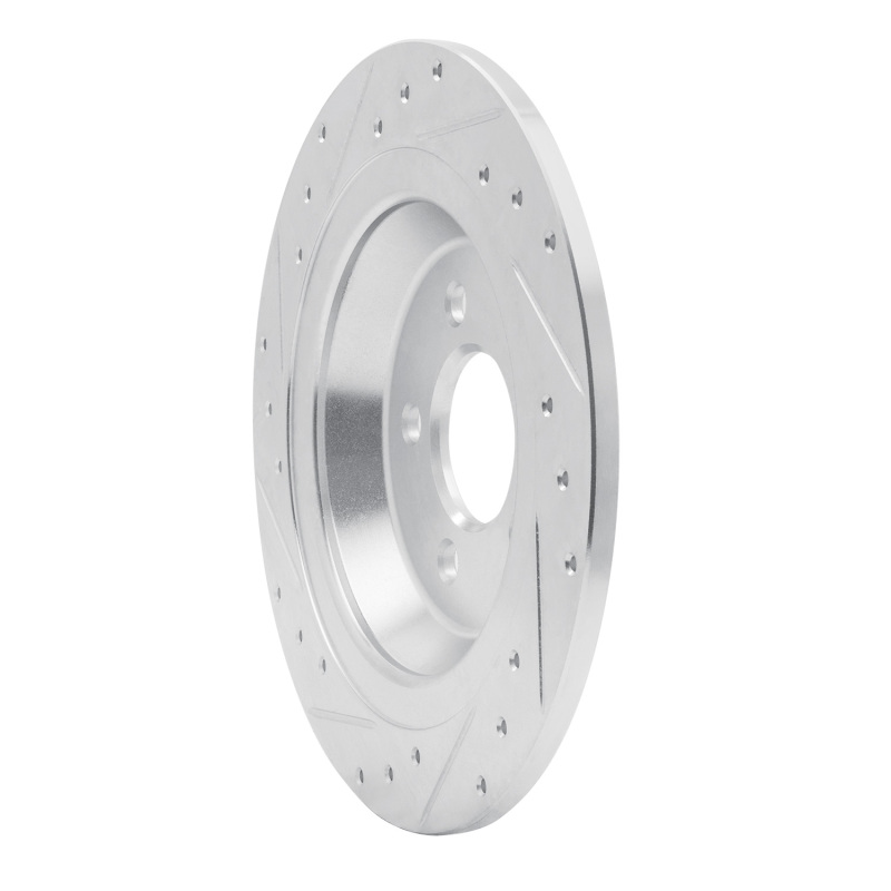 Ford Mustang Brake Rotor (1) - Rear Right - R1 Concepts - Drilled & Slotted - Silver - `15-`23